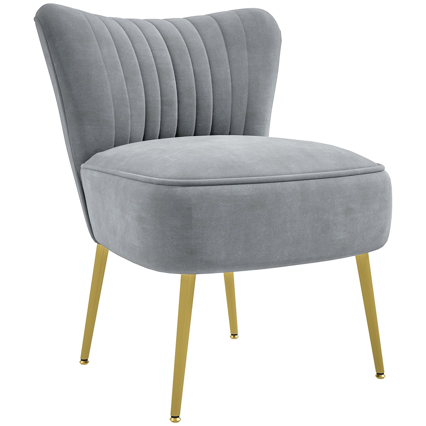 HOMCOM Velvet-Feel Tub Accent Chair - Grey