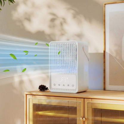 HOMCOM Portable Air Conditioner, 4-in-1 Mini Air Cooler with 3 Wind Speed, 2 Mist Mode, 7 Colour RGB Light, White