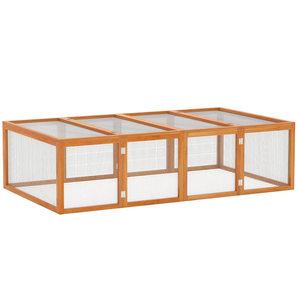 PawHut Big Hutches for Rabbits - 6ft Wooden Spacious Outdoor Rabbit Hutch for Pet Rabbits, Natural Wood