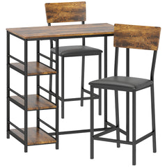 HOMCOM Three-Piece Compact Bar Table Set - Brown/Black