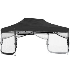 Outsunny 3 x 4.5 m Pop Up Gazebo with Mesh Nettings, UPF50+ Heavy Duty Outdoor Garden Party Tent Marquee, Black