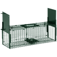 Outsunny Humane Rat Trap, Squirrel Trap with Double Doors, Live Cage Mousetrap for Indoors & Outdoors, Catch and Release Mice, Rats, Rodents, 60 x 18 x 20 cm, Green