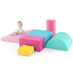 Foam Climbing Blocks with PU Cover for Toddlers 1-3-Pink