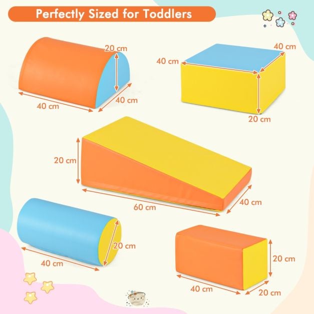 5 pcs. Foam building blocks Giant building blocks for romping & climbing Large building blocks Orange + Yellow