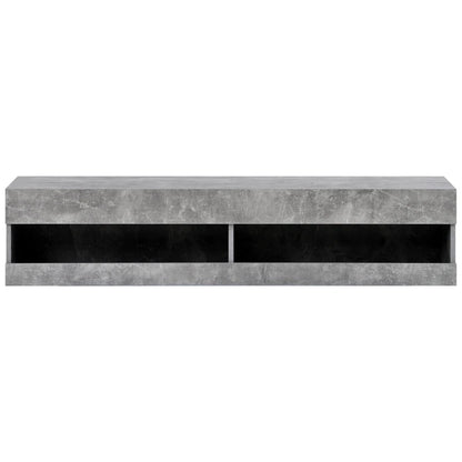 Wall-Mounted Modern TV Stand with LED Lights, Remote-Controlled RGB Lighting, Spacious Storage, 140x40x30.5 cm, Grey