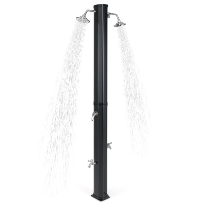 Solar Heated Shower with Dual Swivel Shower Heads-Black