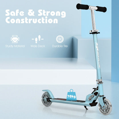 Kids Aluminum Folding Stunt Scooter with LED Wheels-Navy