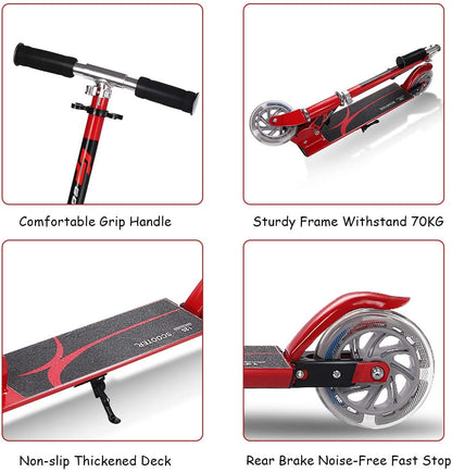 Kids Aluminum Folding Stunt Scooter with LED Wheels-Red