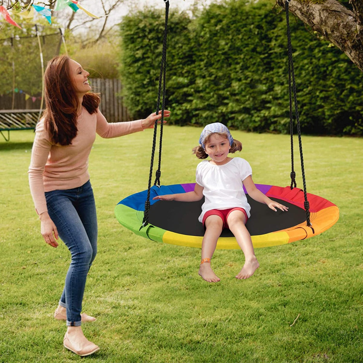 Child's Multi-Coloured Swing with Adjustable Height