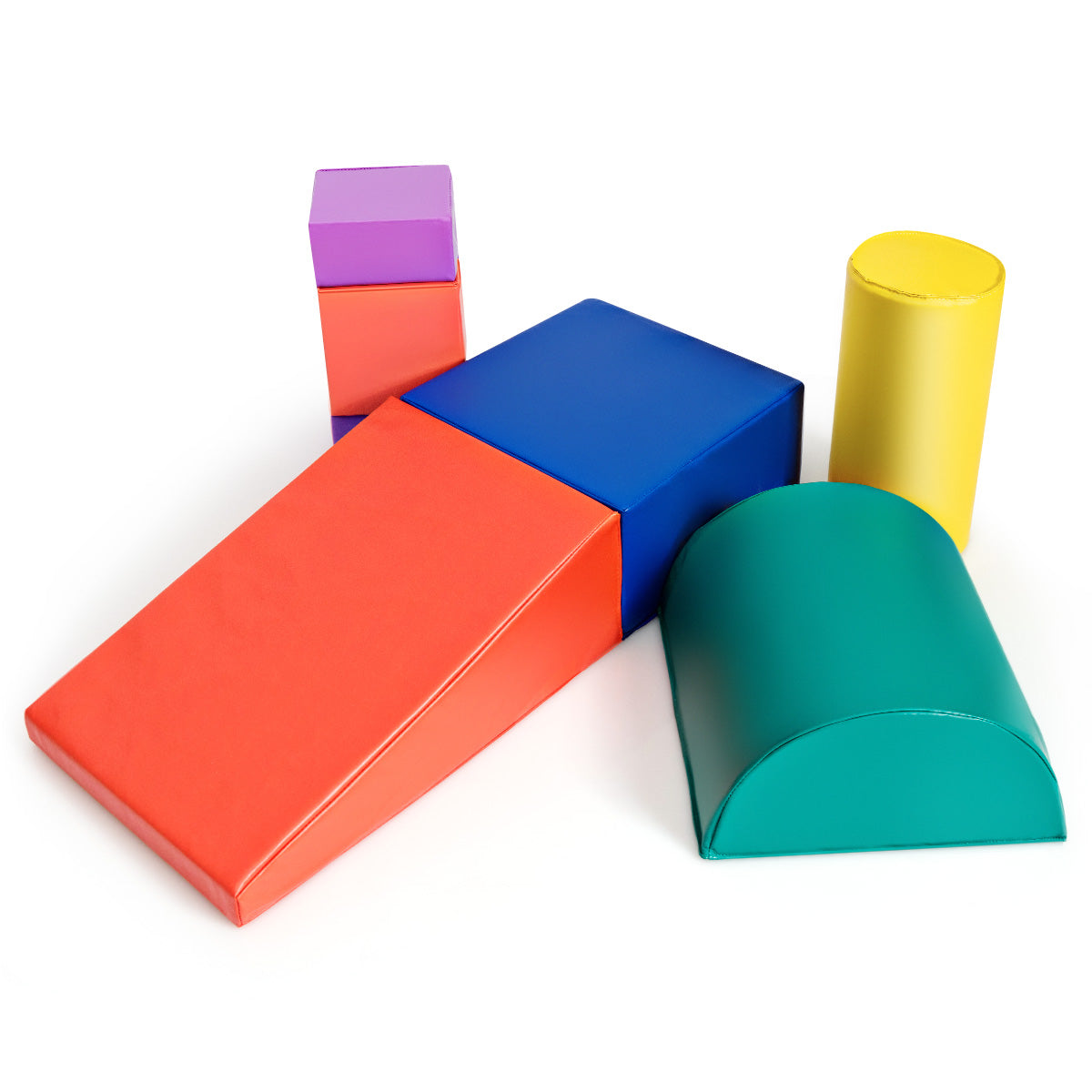 Red 6-Piece Set Foam Blocks for Kids Crawl and Climb
