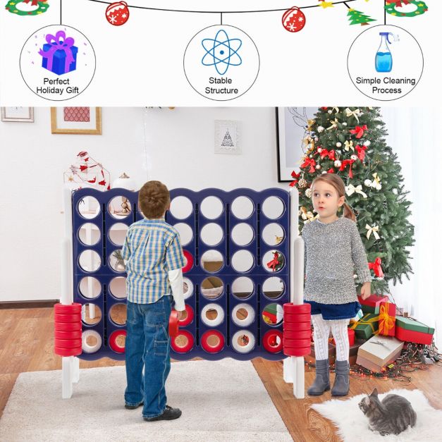 Giant Connect 4 in A Row with 42 Jumbo Rings for Garden & Beach-White