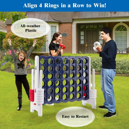 Giant Connect 4 in A Row with 42 Jumbo Rings for Garden & Beach-White