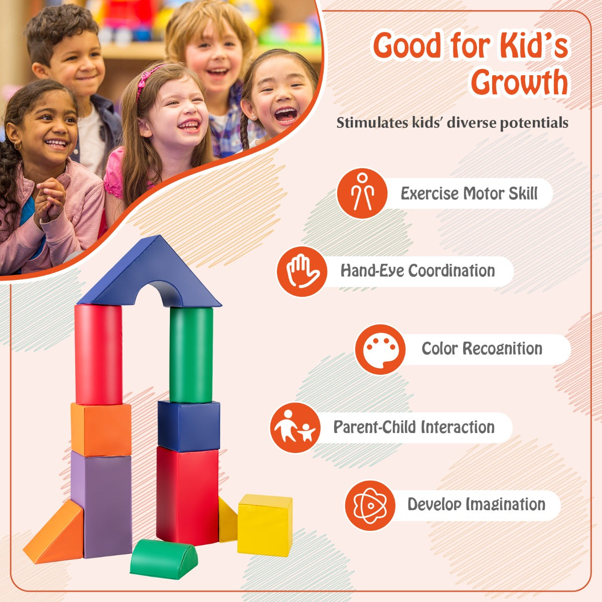 11 Piece Multi colored Foam Climbing & Crawling Block Playset