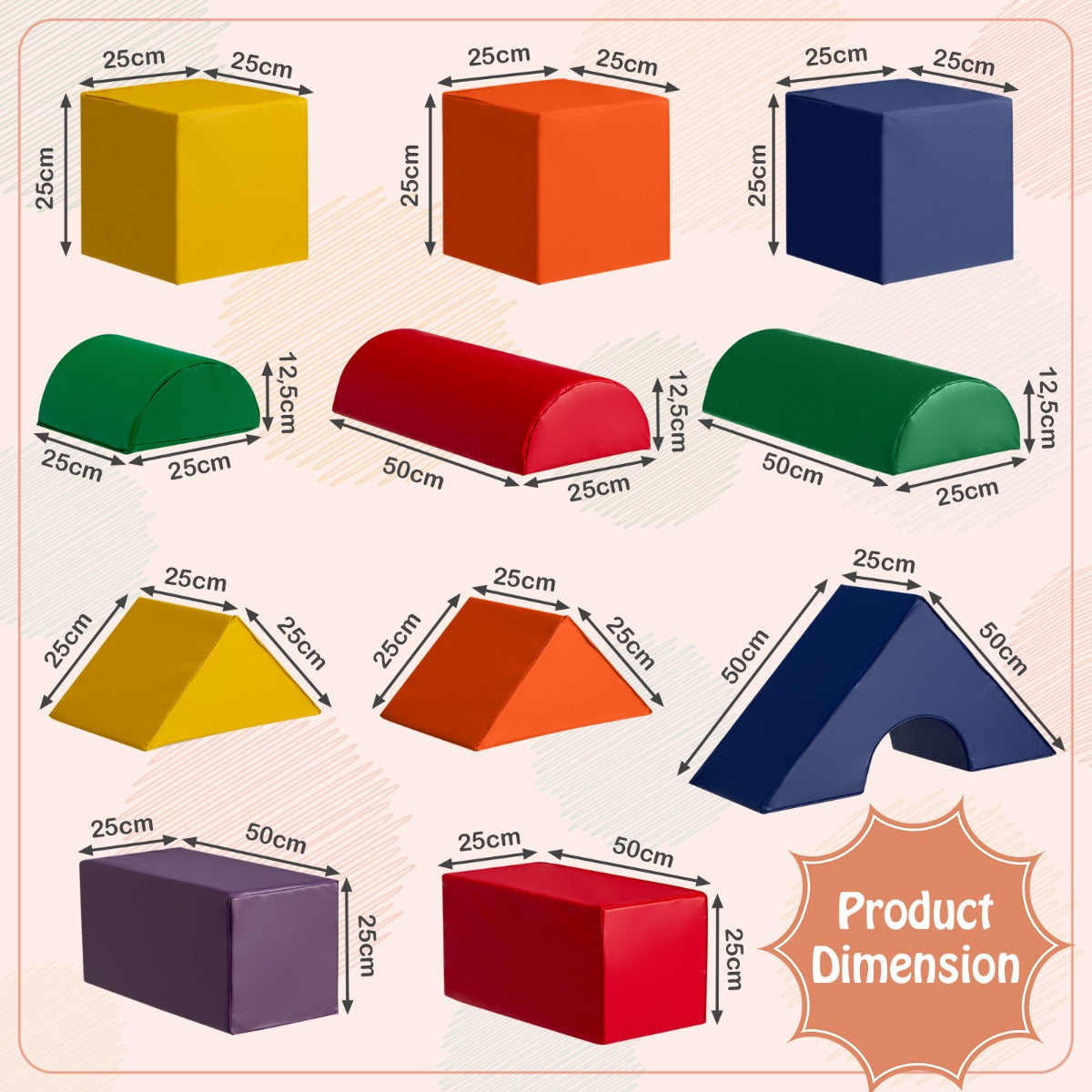 11 Piece Multi colored Foam Climbing & Crawling Block Playset