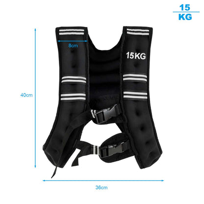 15 kg Training Vest with Adjustable Buckles and Net bag for Strengthening Muscles/Running/Walking