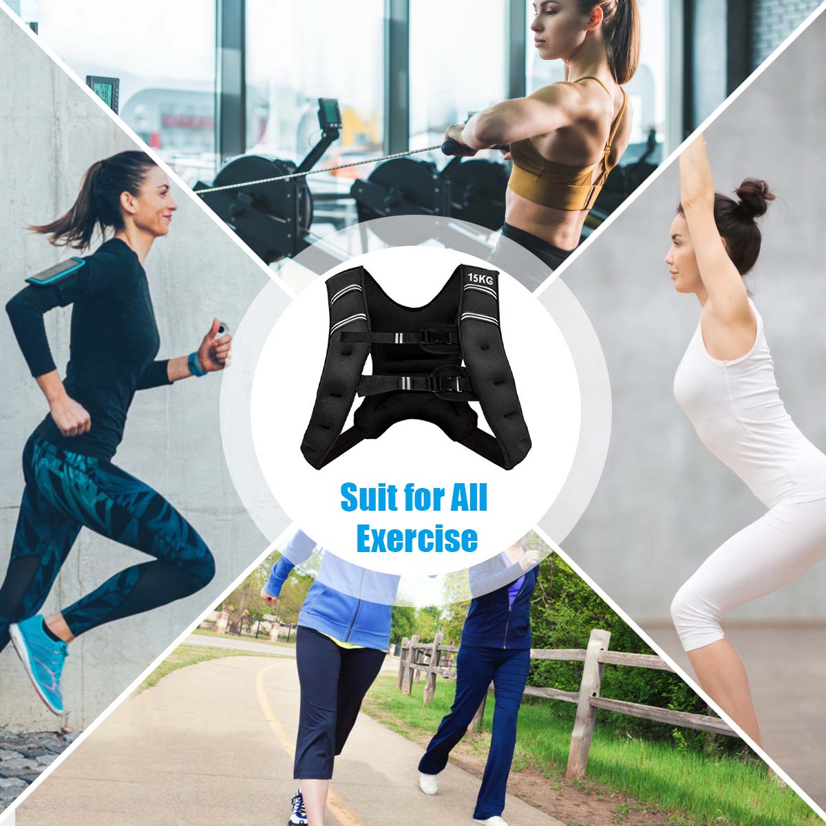 15 kg Training Vest with Adjustable Buckles and Net bag for Strengthening Muscles/Running/Walking