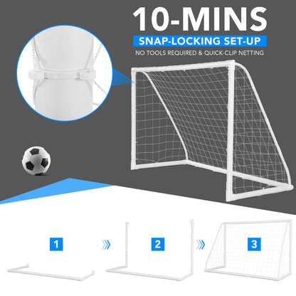 1.8m x 1.2m Portable Kids Soccer Goal for Backyard & Training