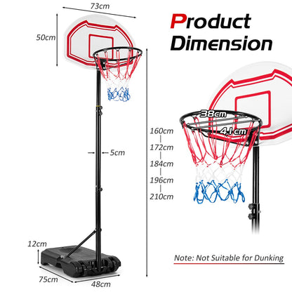 Height Adjustable Basketball Hoop with 2 Nets and Fillable Base