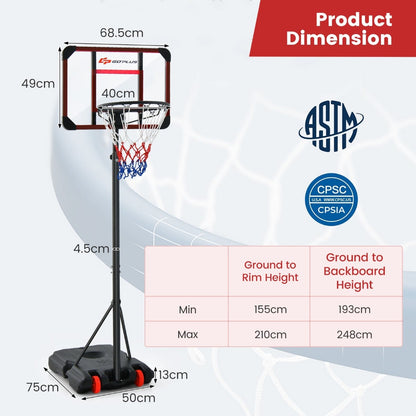 Basketball Hoop and Goal Set with Wheel for Basketball Gym