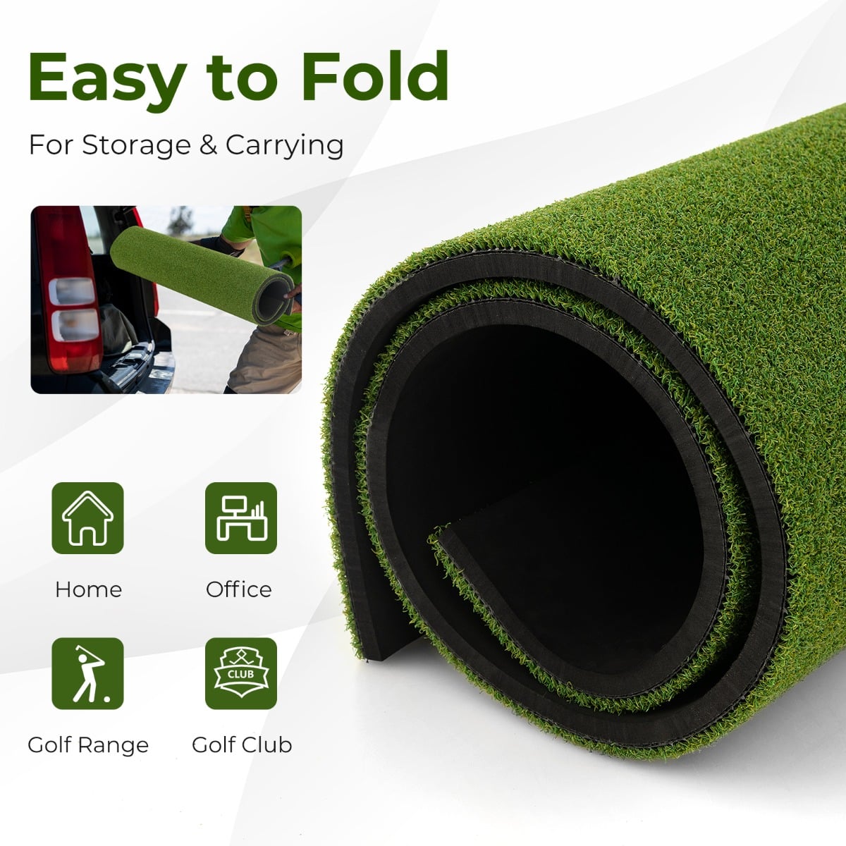 20 mm Golf Hitting Mat Includes 2 Rubber Tees and 2 Alignment Sticks-S