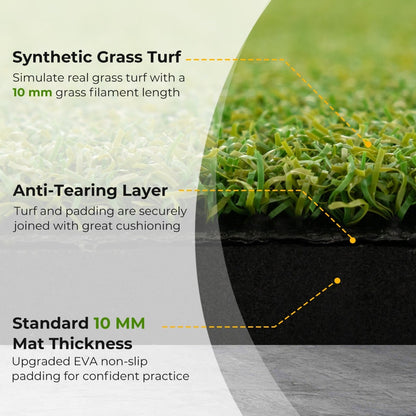 Golf Hitting Mat Includes 2 Rubber Tees and 2 Alignment Sticks-L