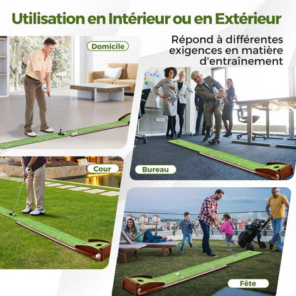 Golf Putting Mat Training Aid with Auto Ball Return and 3 Balls