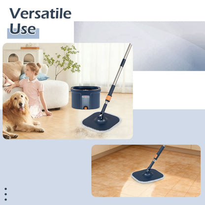 Spin Mop and Bucket Set Separation Dirty and Clean Water System-Navy