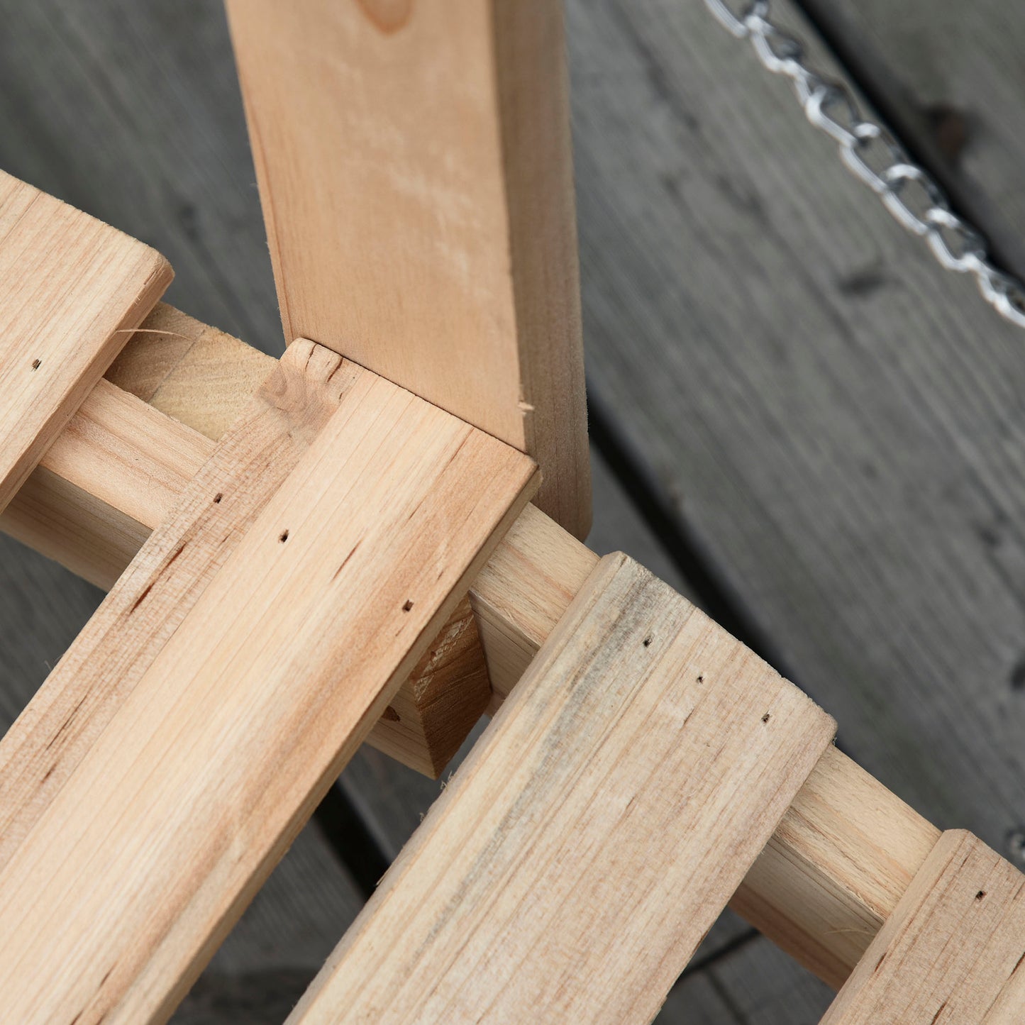 Outsunny Small Fir Wooden Garden Bridge, Arch Walkway with Metal Chain Railings for Landscape Creek Pond, Natural Wood