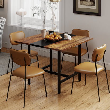 Square Conference Table Meeting Room Table with Thickened Tabletop-Rustic Brown