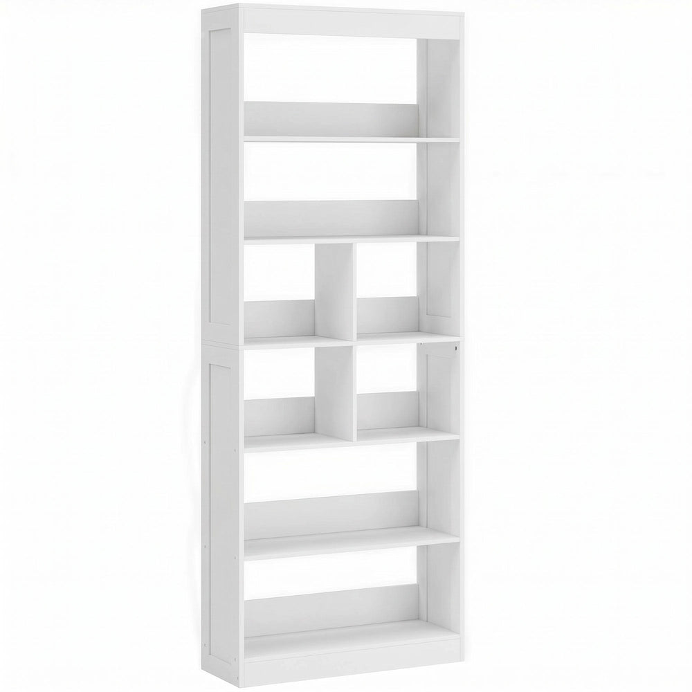 HOMCOM Bookcase, 6-Tier Bookshelf with Open Storage Shelves, Cubes, 180 cm Tall Display Shelf with Anti-Tipping Design, White