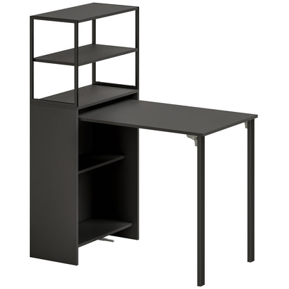HOMCOM Folding Shelf and Work Table - Black