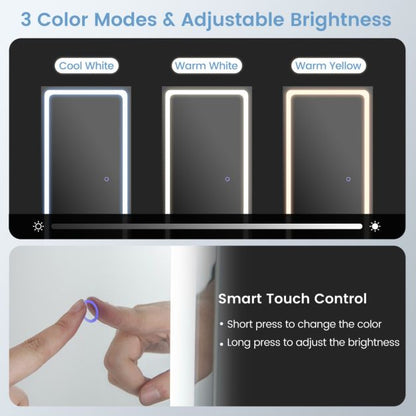 Standing Jewelry Cabinet with LED Lights Lipstick Box and 2 Drawers-White