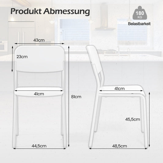 Modern Dining Chairs Set of 4 with Tilted Backrest and Sturdy Metal Legs-White