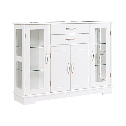 Buffet Sideboard with 2 Drawers & 3 Cabinets for Kitchen & Living Room-White