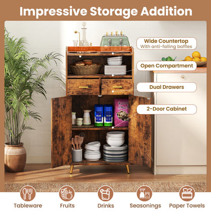 Storage Cabinet with 2 Drawers and 2 Doors-Rustic Brown