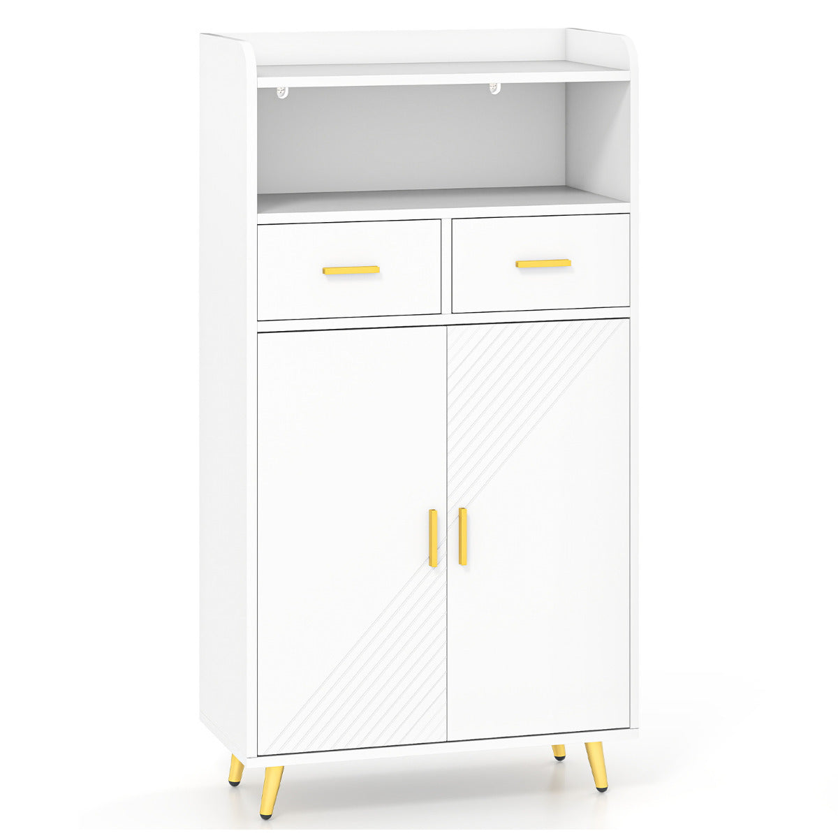 Storage Cabinet with 2 Drawers and 2 Doors-White