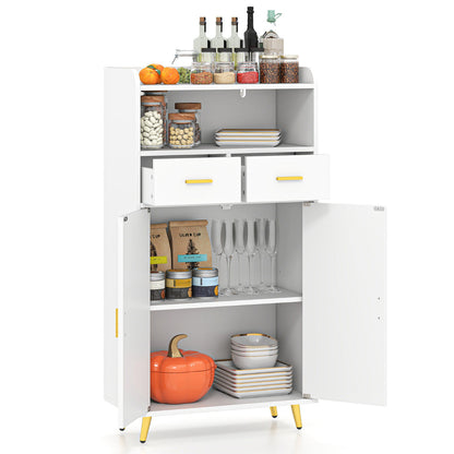 Storage Cabinet with 2 Drawers and 2 Doors-White