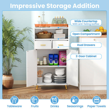 Storage Cabinet with 2 Drawers and 2 Doors-White