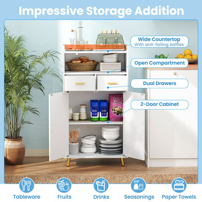 Storage Cabinet with 2 Drawers and 2 Doors-White