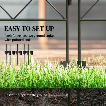Outsunny Decorative Garden Fencing, 56in x 11.5ft Outdoor Picket Fence Panels, 4PCs Rustproof Steel Wire Landscape Flower Bed Border Edging, Gentle Swirls