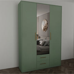 WINSTEAD 3 Door Mirrored Wardrobe Dark Green 135cm