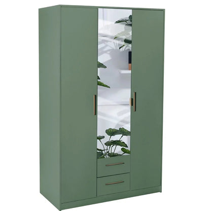 WINSTEAD 3 Door Mirrored Wardrobe Dark Green 135cm