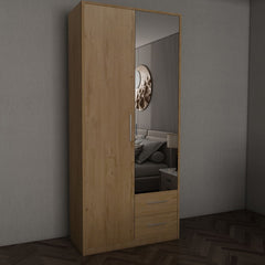 WINSTEAD 2 Door Mirrored Wardrobe Planked Oak 90cm