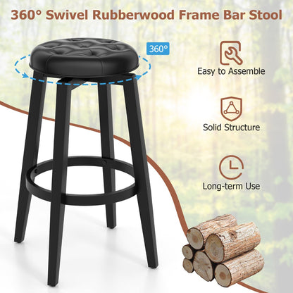 Swivel Bar Stool Set of 4 with Footrest Retro-Black