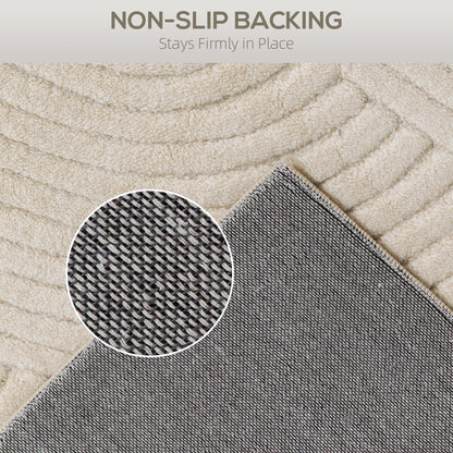 HOMCOM Modern Geometric Rug, Thick & Plush, Non-Slip, 160 x 120 cm â Cream, Living Room/Bedroom/Office