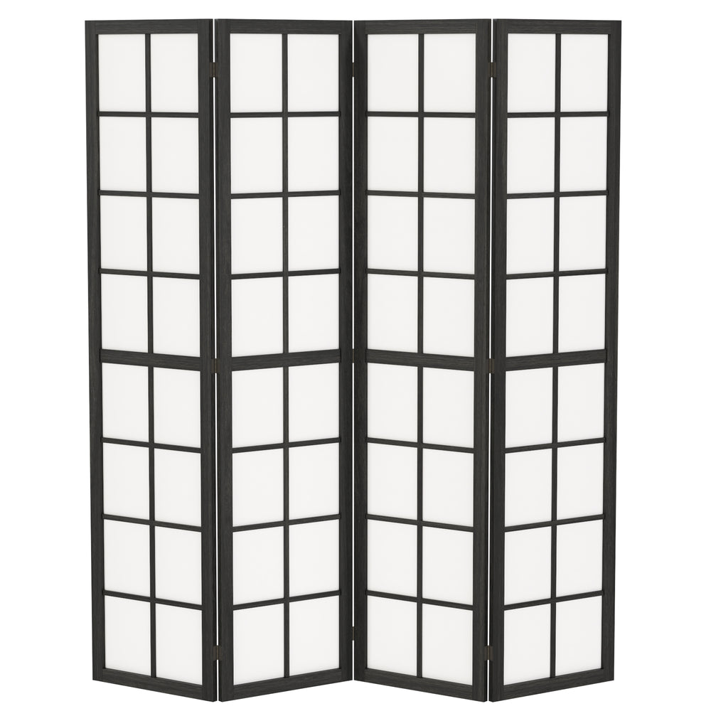 HOMCOM 4 Panel Folding Room Divider, Freestanding Room Separator, Indoor Privacy Screen for Living Room, Bedroom, Black