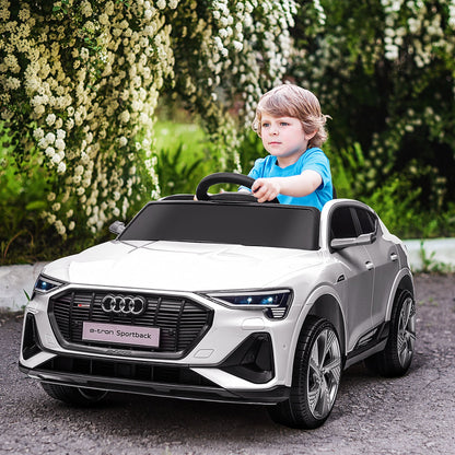 12V Audi Electric Ride-On Car, with Remote Control, Lights, Music, Horn - White