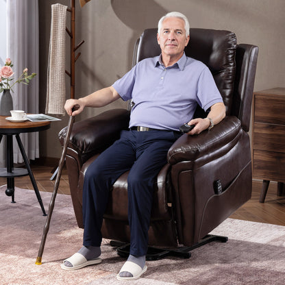 HOMCOM Power Lift Recliner Chair with Vibration Massage, Heat, USB - Brown