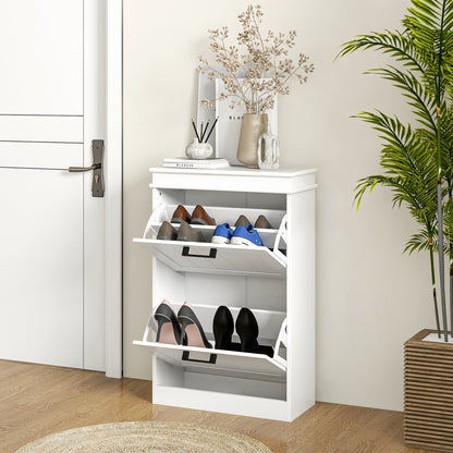 HOMCOM Two-Drawer Minimalistic Shoe Storage Cabinet, for 10 Shoes