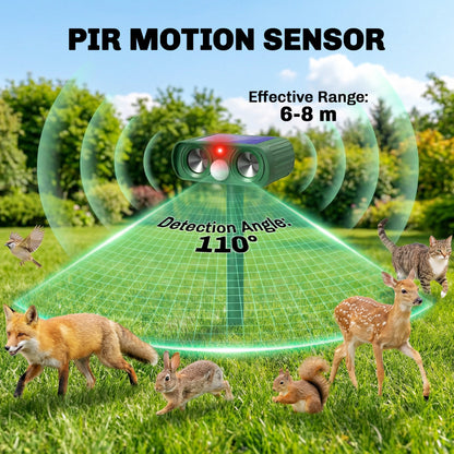 Outsunny Ultrasonic Cat Repellent, PIR Motion Sensor 110Â°, LED Flash, Solar Cat Deterrents for Gardens UK